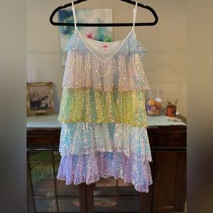 BuddyLove DISCO TIERED SEQUIN SHORT DRESS - RAINBOW.